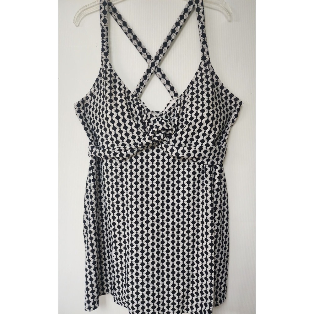Jaclyn Smith Black White  Gray printed one piece swimsuit  swim‎ dress  Size 24W
